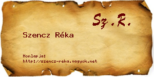 Szencz Réka névjegykártya